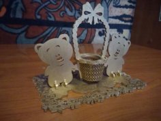 قطع الليزر يوم المرأة الديكور الدب نموذج ثلاثي الأبعاد
