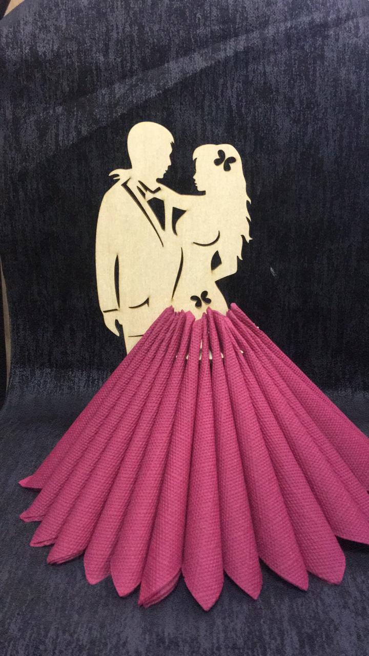 Porte-serviette de couple découpé au laser Porte-papier de soie pour table à manger