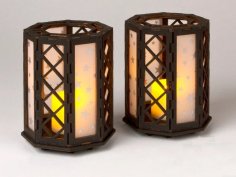 Laser Cut Octagonal Candle Holder Free Vector