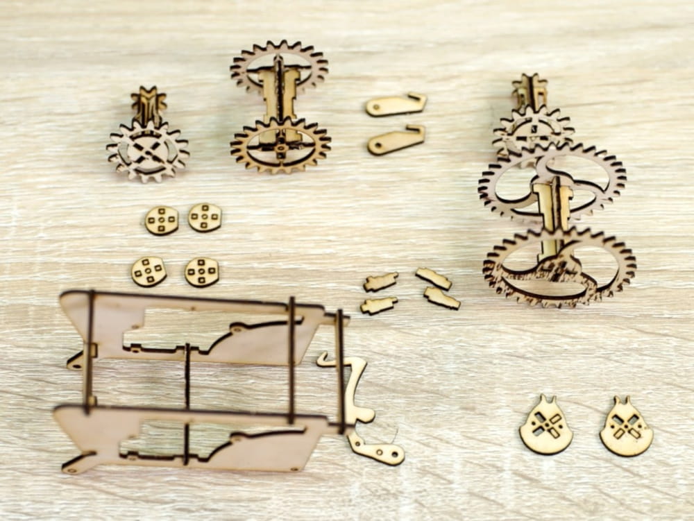 Laser Cut Wooden Gear 3D Puzzle Toy Car SVG File