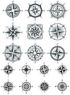 Wind Roses Compass Rose Set Free Vector