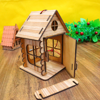 Laser Cut Wooden House Miniature Log Cabin 3mm Free Vector