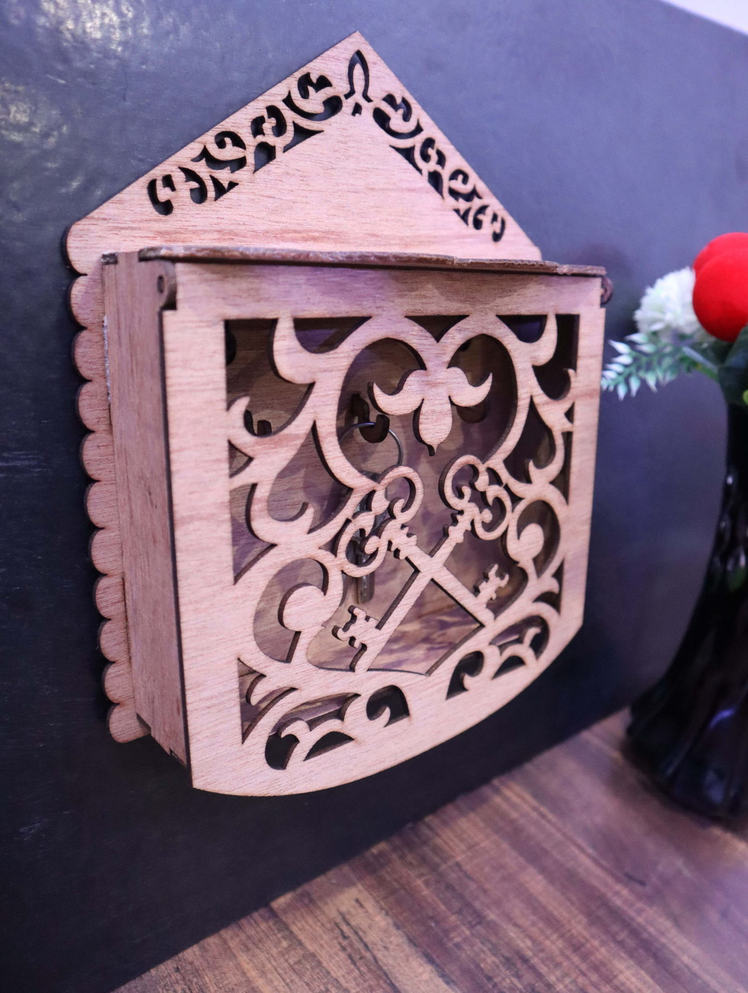 Laser Cut Decorative Key Cabinet 3mm Free Vector