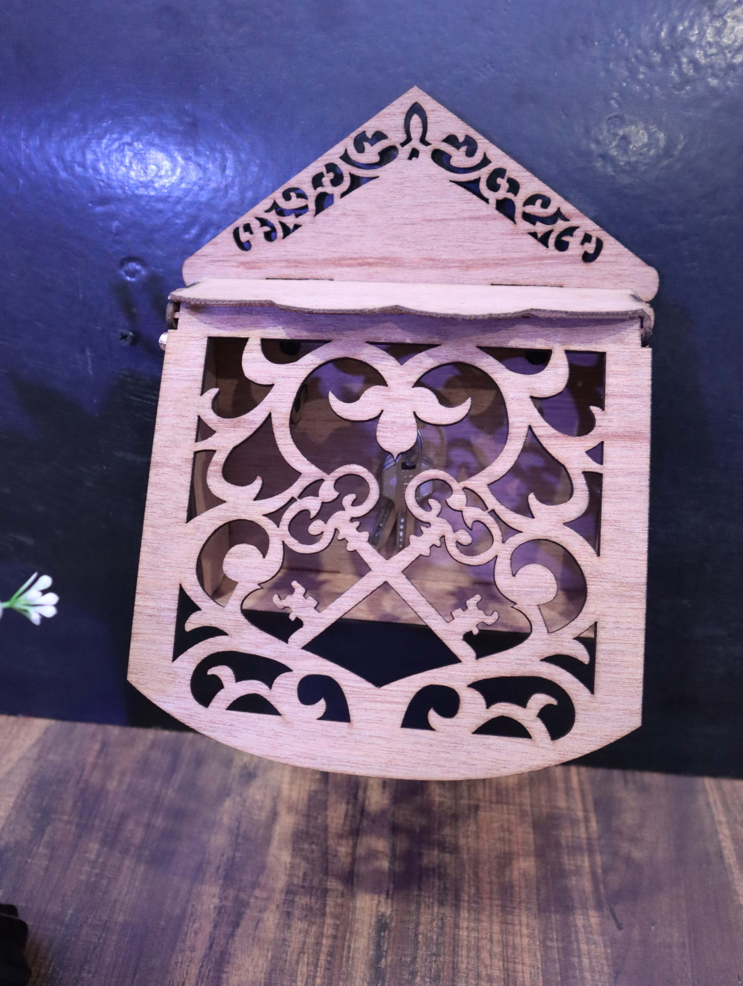 Laser Cut Decorative Key Cabinet 3mm Free Vector