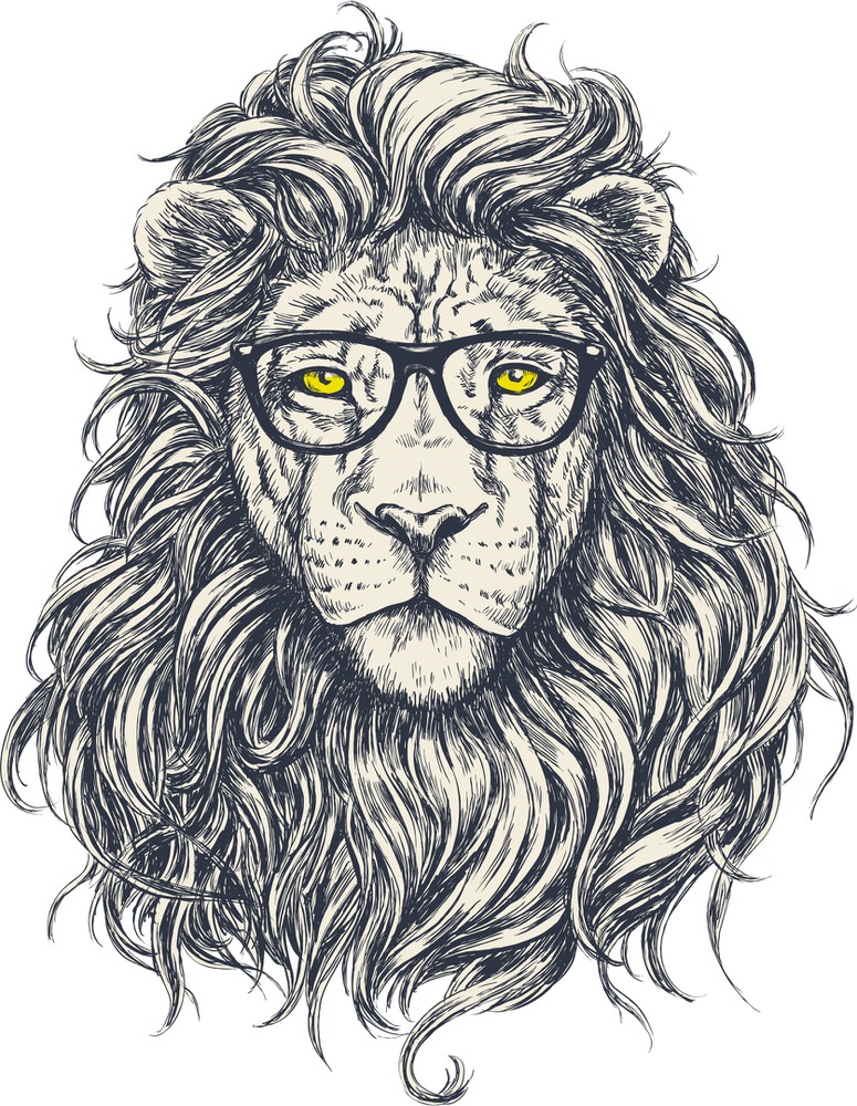 Hipster Lion Print Free Vector