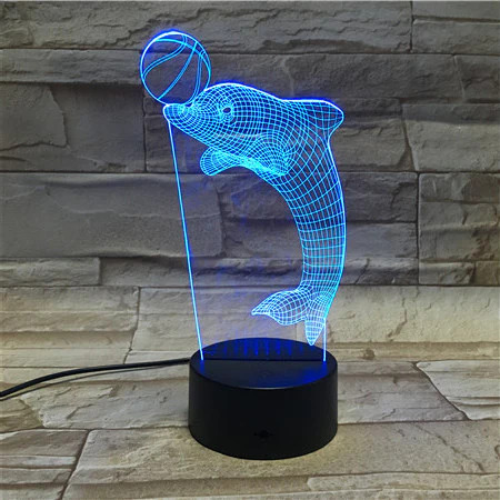 Lampe Acrylique 3D Dauphin Découpée au Laser