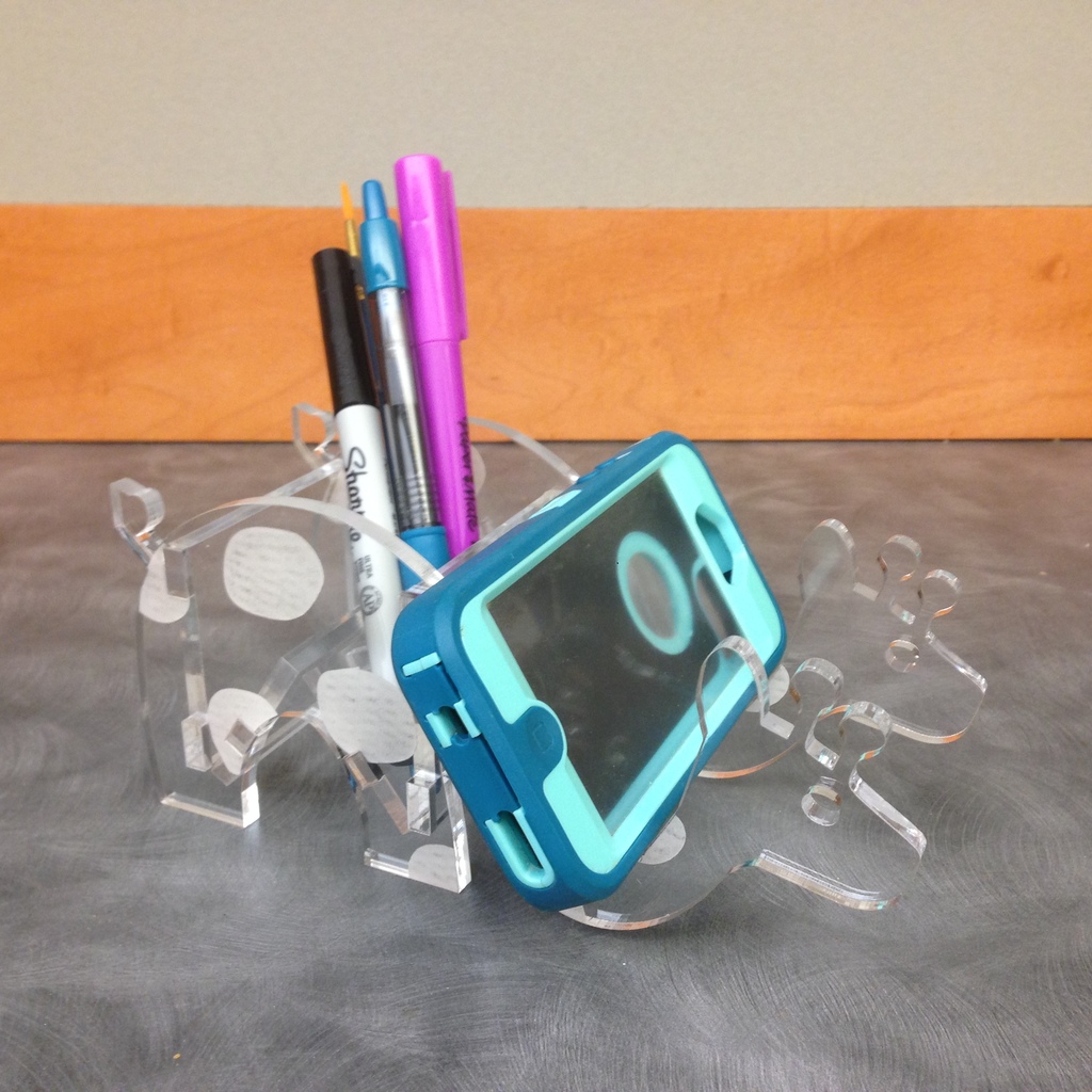 Soporte para teléfono con forma de jirafa acrílica cortada con láser, soporte para bolígrafo de 6 mm