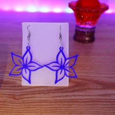 Laser Cut Women Fashion Acrylic Flower Pendant Earrings DXF File