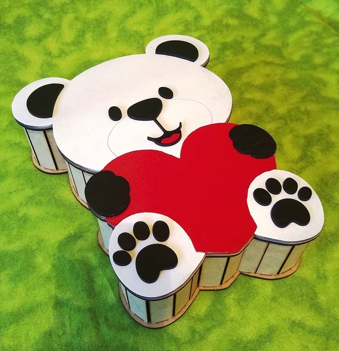 Caixa de presente em forma de urso cortado a laser Caixa de doces de ursinho de pelúcia