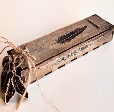 Laserowo wycinane ozdobne drewniane pudełko na długopisy z grawerem