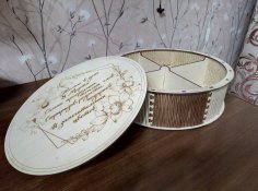 Laser Cut Round Jewelry Box Wooden Box With Compartments DWG File