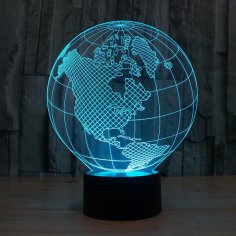 Лазерная резка глобуса 3d иллюзионная лампа