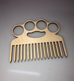 Laser Cut Wooden Knuckles Beard Comb Wide Tooth Comb Free Vector