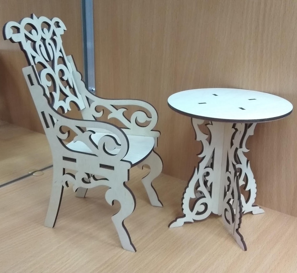 Laser Cut Dollhouse Chair Wooden Doll Furniture Free Vector
