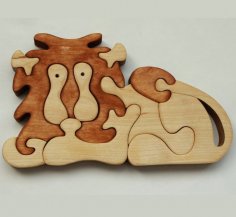 Laser Cut Wooden Lion Puzzle Free Vector
