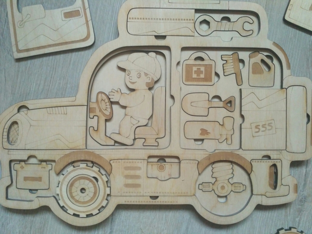 Laser Cut Jeep Kids Learning Puzzle