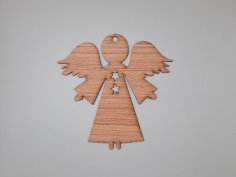 Laser Cut Wooden Angel Christmas Tree Decoration Free Vector