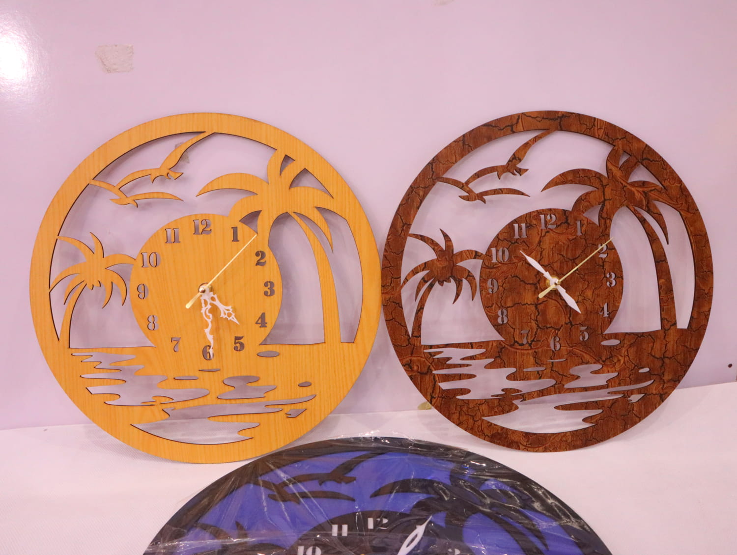 Laser Cut Wood Beach Wall Clock Free Vector