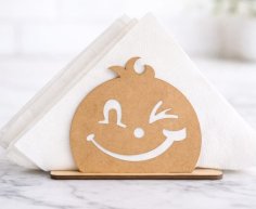 Laser Cut Smiley Face Wooden Napkin Holder