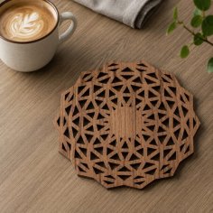 Laser Cut Geometric Wooden Coasters