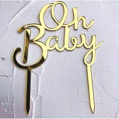 Laser Cut Oh Baby Cake Topper Gender Reveal & Baby Shower Decoration