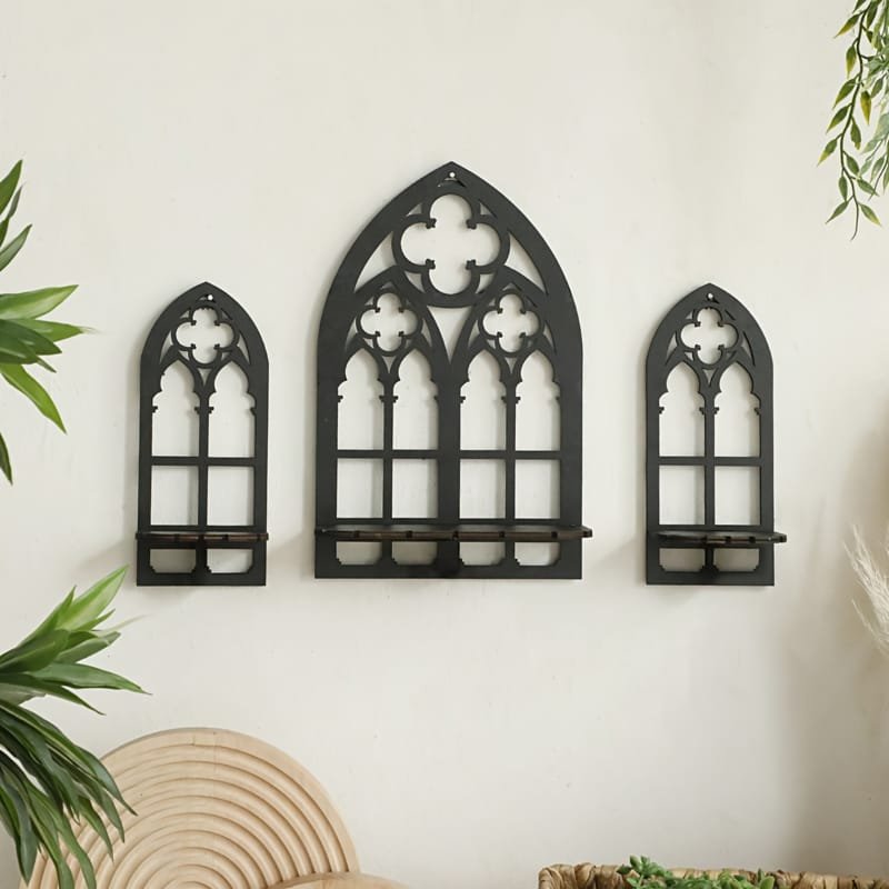 Laser Cut Gothic Wooden Hollow Wall Decoration Vintage Cathedral Arch Frames
