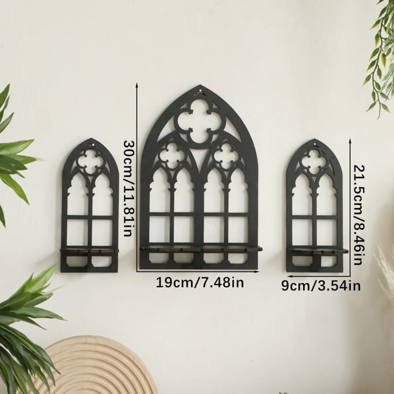 Laser Cut Gothic Wooden Hollow Wall Decoration Vintage Cathedral Arch Frames