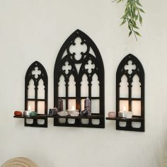 Laser Cut Gothic Wooden Hollow Wall Decoration Vintage Cathedral Arch Frames