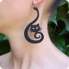 Laser Cut Cat Earrings Cute Jewelry