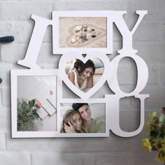 Laser Cut I Love You Collage Photo Frame Romantic Gift for Couples
