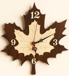Laser Cut Maple Leaf Wall Clock