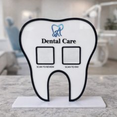 Laser Cut Acrylic QR Code Stand for Dentists, Tooth-Shaped Digital Payment Review Display for Clinics