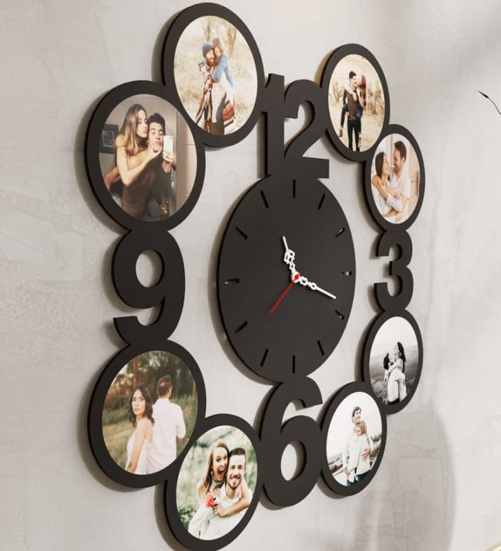 Laser Cut Big Clock Frame with Photos