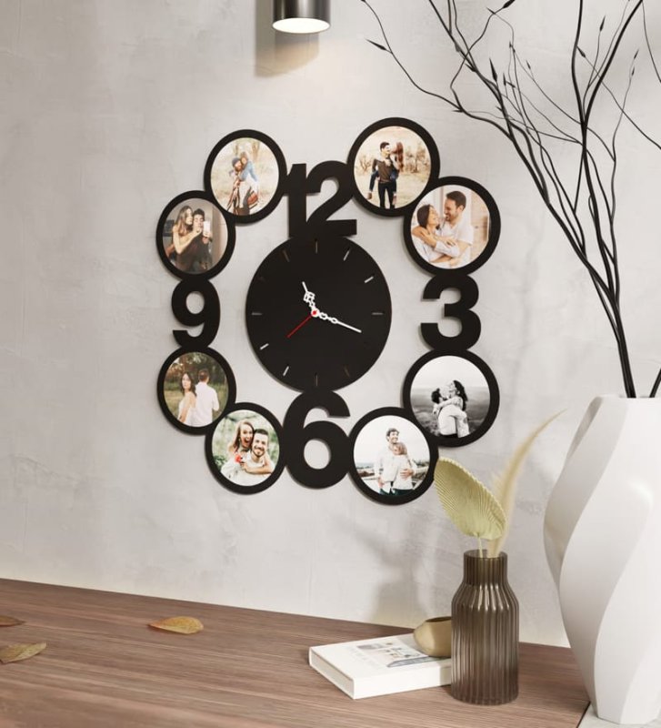 Laser Cut Big Clock Frame with Photos