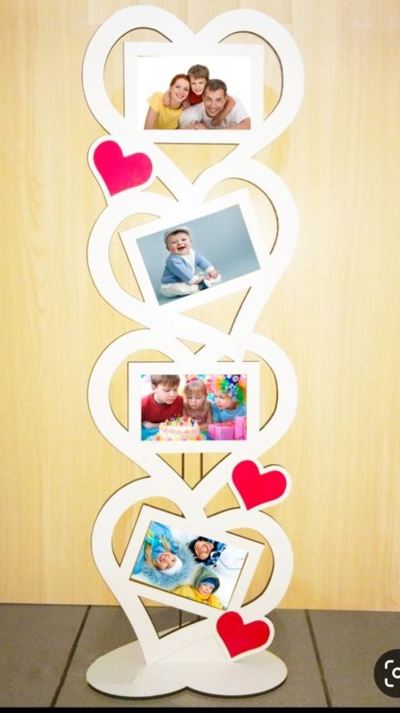 Laser Cut Vertical Heart Shaped Photo Frames Stand