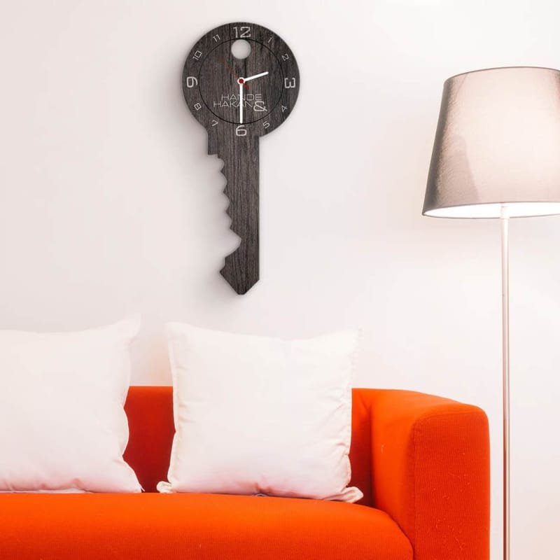 Laser Cut Key Shape Wooden Wall Clock