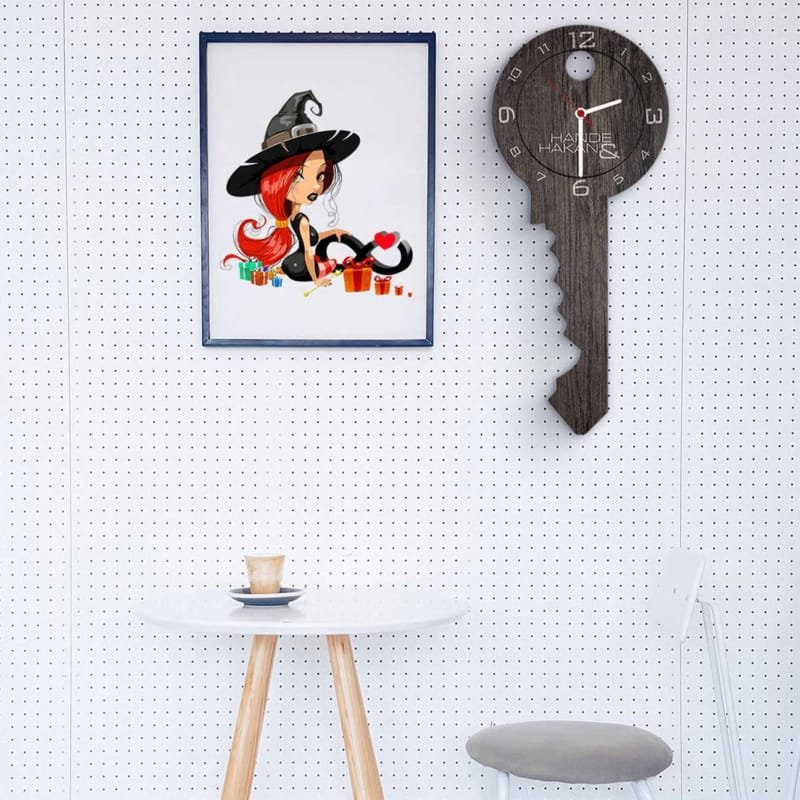 Laser Cut Key Shape Wooden Wall Clock
