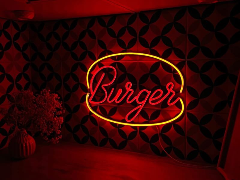 Laser Cut Burger Neon Sign Cafes Wall Decor