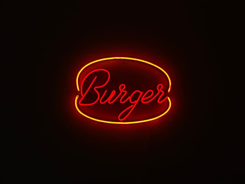 Laser Cut Burger Neon Sign Cafes Wall Decor
