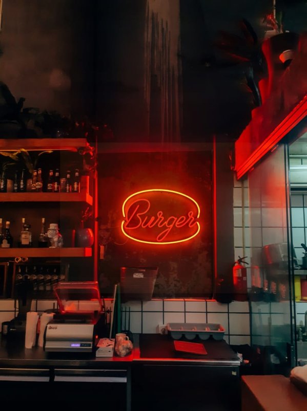 Laser Cut Burger Neon Sign Cafes Wall Decor
