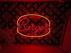 Laser Cut Burger Neon Sign Cafes Wall Decor