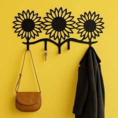 Laser Cut Sunflower Metal Wall Hanger, Decorative Sunflower Coat Rack