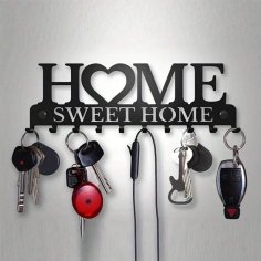 Laser Cut Metal Home Sweet Home Wall-Mounted Key Holder