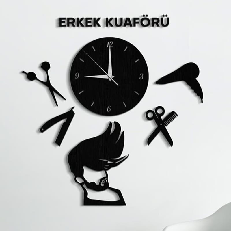 Laser Cut Personalized DIY Barber Shop Wall Clock
