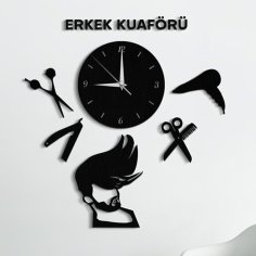 Laser Cut Personalized DIY Barber Shop Wall Clock