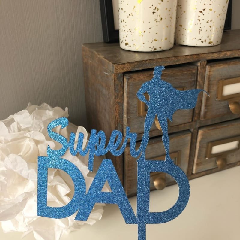 Laser Cut Super Dad Cake Topper Superhero Theme Cake Decoration