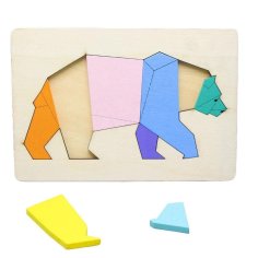Laser Cut 3D Wooden Animal Puzzle, Bear Shape Puzzle Toy for Kids