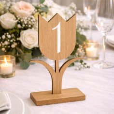 Laser Cut Tulip Flower Shape Wedding Table Number Holders