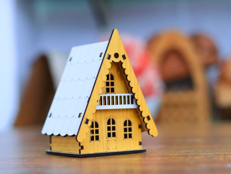 Laser Cut House Shaped Tealight Candle Holder