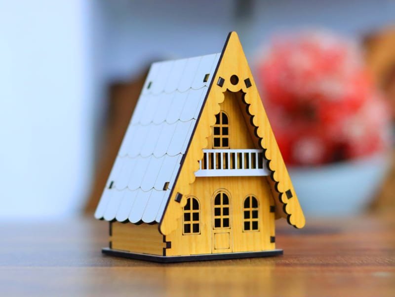Laser Cut House Shaped Tealight Candle Holder